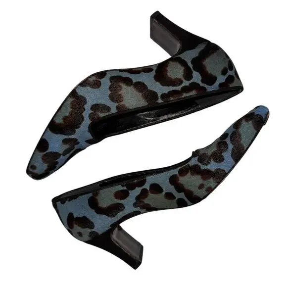 Rare Vintage Fendi Blue Leopard Calf Hair Heels Pumps Size 36 Italy - Picture 10 of 14